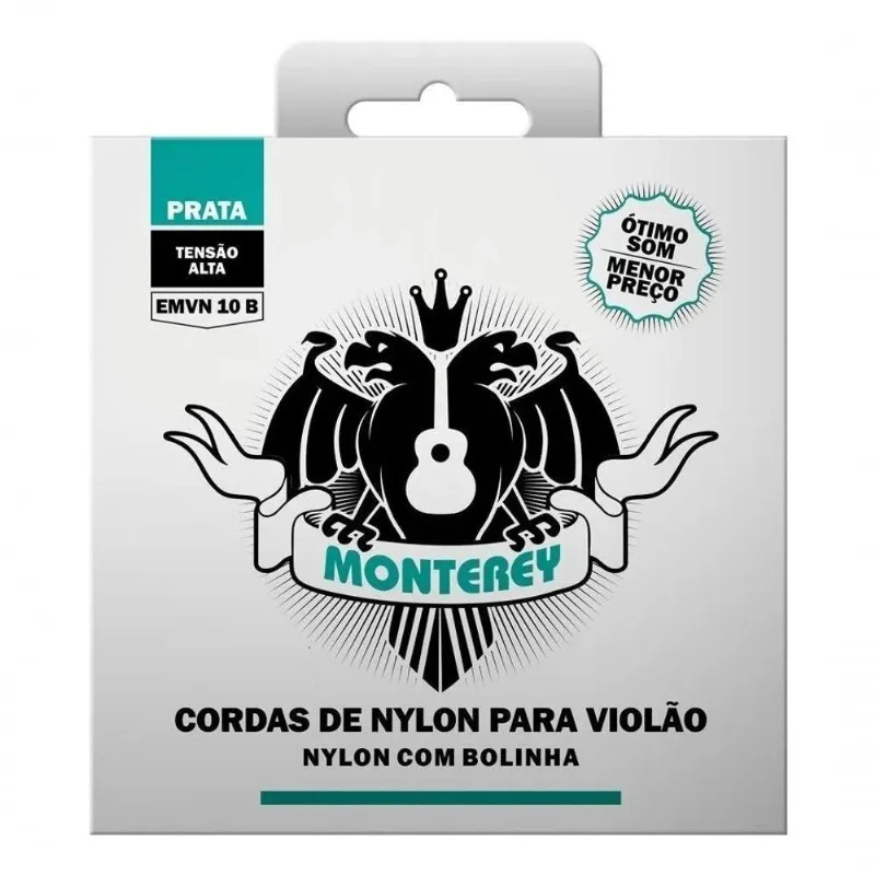 Jogo De Cordas P-violão Nylon Monterey Tensão Alta Emvn10b Prata Com Bolinha