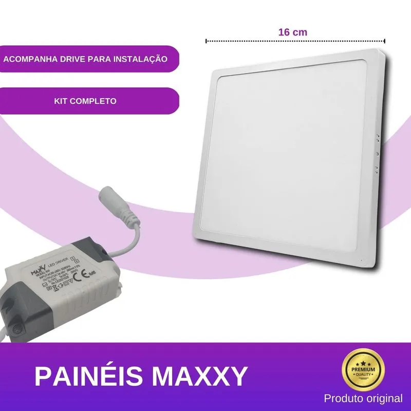 Painel Sobrepor Quadrado 12w - Quente - Quente(3000k)
