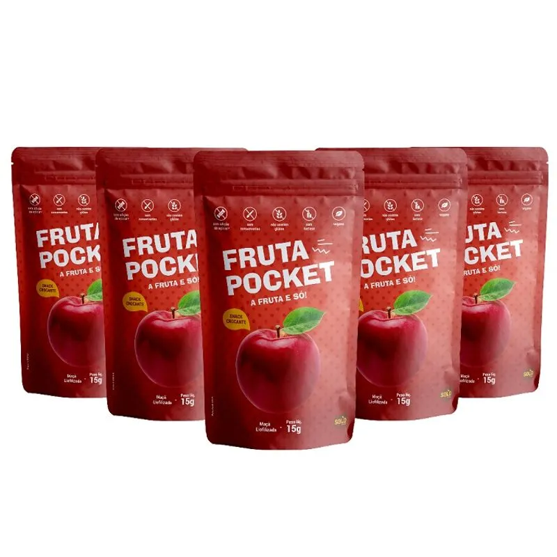 Fruta Pocket Maçã Liofilizada 15g Kit C/ 5 Und