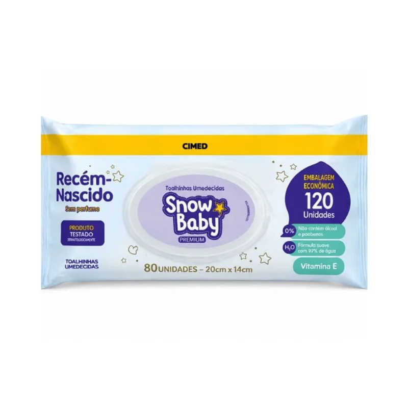 Toalhas Umedecidas Snow Baby Premium Recém Nascido 120 Unidades TOALHAS UMED SNOW BA