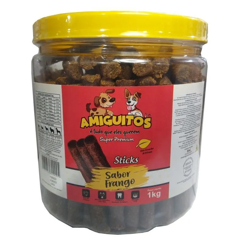 Snack Super Premium Palito Frango 1kg Amiguitos