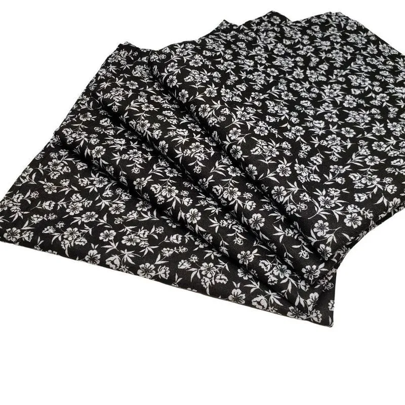 Kit 4 Guardanapos De Tecido Floral Black Algodão 39cmx39cm