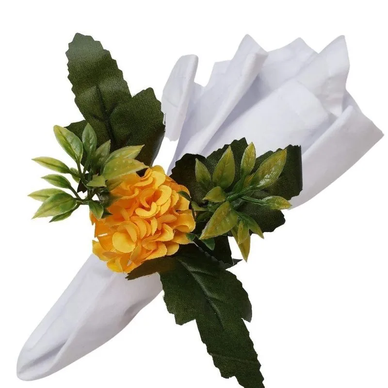 Kit 4 Porta Guardanapos Delicado Crisântemo Amarelo