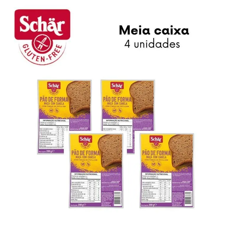 Kit Pão De Forma Maçã E Canela Dr. Schar 200g - Caixa Com 4