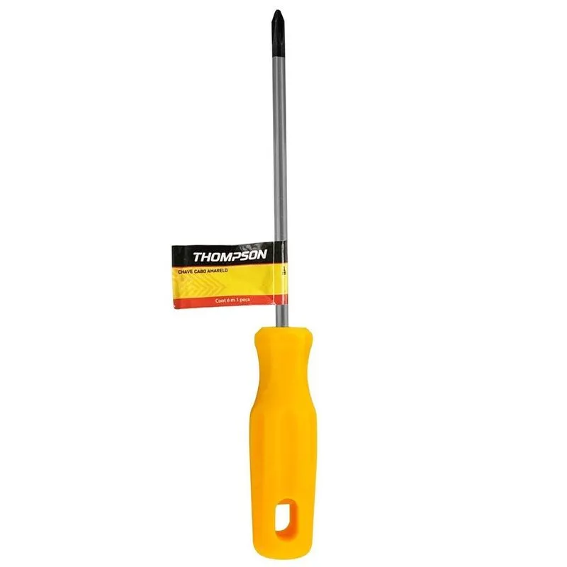 Chave Phillips Ponta Imantada 3/8x10 Aço Carbono Profissional Thompson Amarelo