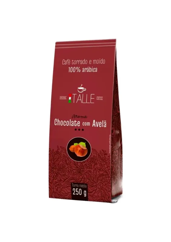 ITALLE CAFE AROMA CHOCOLATE C/AVELA 250g - Café torrado e moído 100% arábica aroma chocolate com avelã. Origem: Brasil
