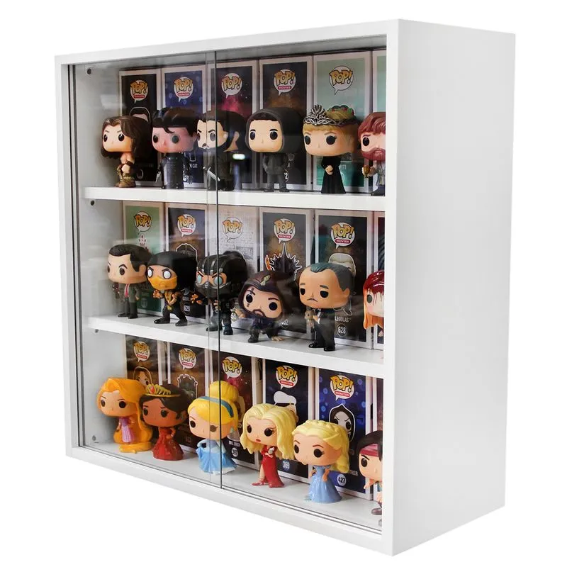 Expositor para funko pop MDF 3 vãos (para caixas e pops) branco - Dom Móveis
