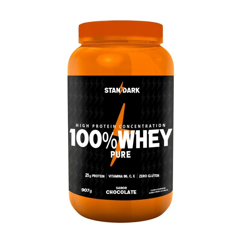 100% Whey Protein Pure Concentrado Multivitamínico 907g Pote Standark Chocolate