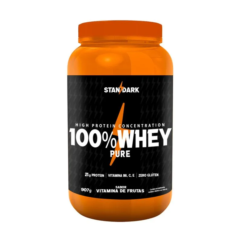 100% Whey Protein Pure Concentrado Multivitamínico 907g Pote Standark Vitamina De Frutas