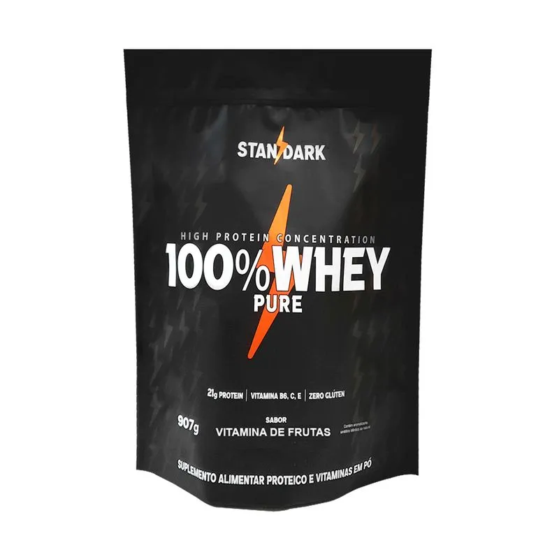 100% Whey Protein Pure Concentrado Multivitamínico 907g Pouch Standark Vitaminas De Frutas