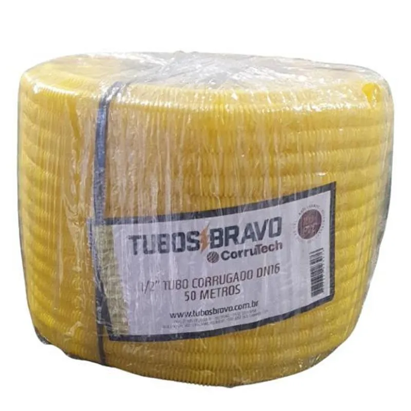 Conduíte Eletr. Corrugado Amarelo 1/2 X 50m Anti-chama Pvc