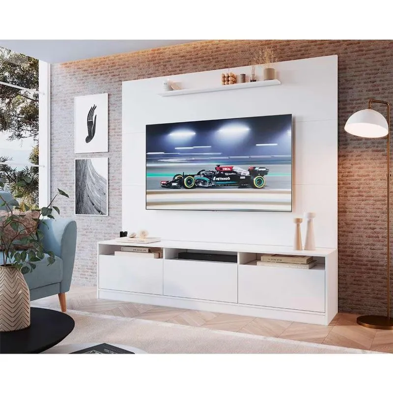 Estante para Home Theater e TV até 65 Polegadas Merlin 3 PT Branca