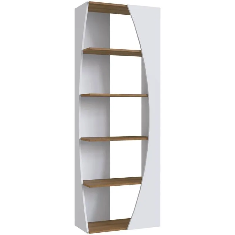Estante Livreiro Multiuso 5 Prateleiras Branco Mel Prodecor Organizador Escritório 63x33x180cm