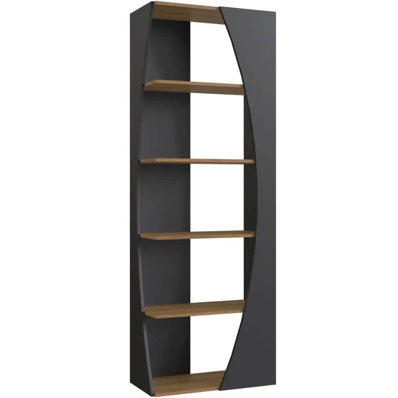 Estante Livreiro Multiuso 5 Prateleiras Preto e Mel Prodecor Organizador Escritório 63x33x180cm