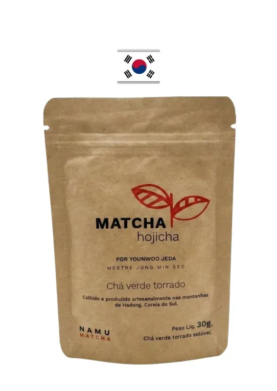 NAMU MATCHA HOJICHA 30g - Chá matcha hojicha chá verde torrado. Origem: Coreia do Sul