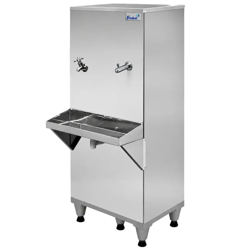 Bebedouro Resfriador de Água Industrial 50L Coluna Inox 1 Torneira Gelada e 1 Jato Gelado 220V - Frisbel