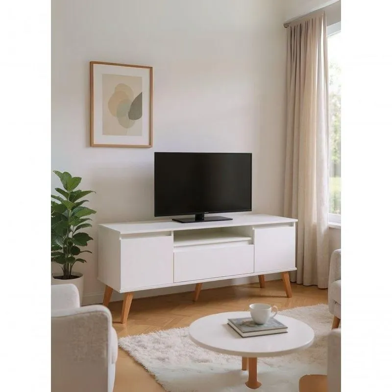Rack Para TV Dallas 65" 150cm MDF Retrô Branco ON Móveis