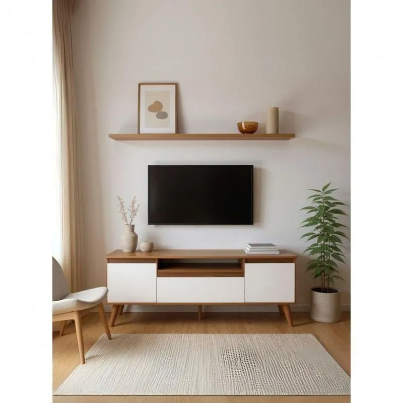 Rack Para TV Dallas 150cm MDF Com Prateleira 3 Portas Amadeirado On Móveis