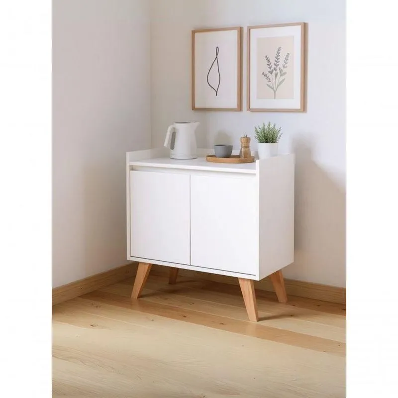 Aparador Buffet Madri Retro 2 Portas MDF 60cm Branco On Moveis