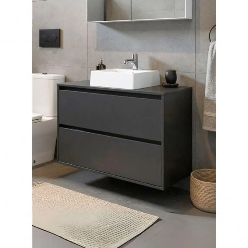 Gabinete Para Banheiro Dubai Suspenso 1 Porta 1 Gaveta MDF 80cm Grafite ON Móveis