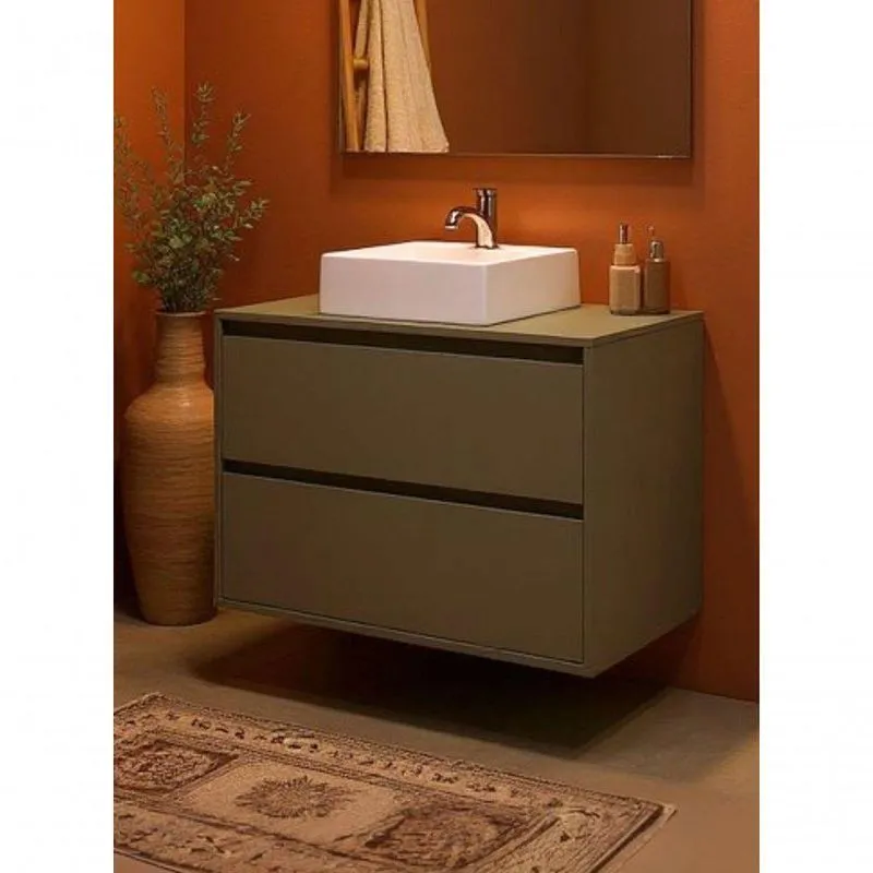 Gabinete Para Banheiro Dubai Suspenso 1 Porta 1 Gaveta MDF 80cm ON Móveis