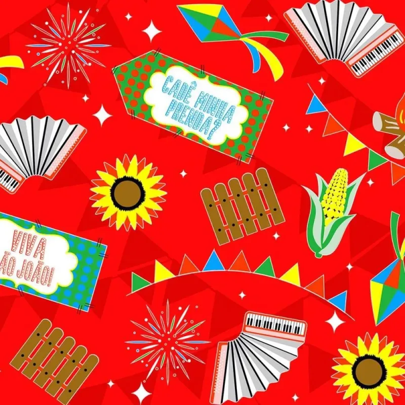 TNT Estampado 1,40M 40G Festa NO Arraia Vermelho