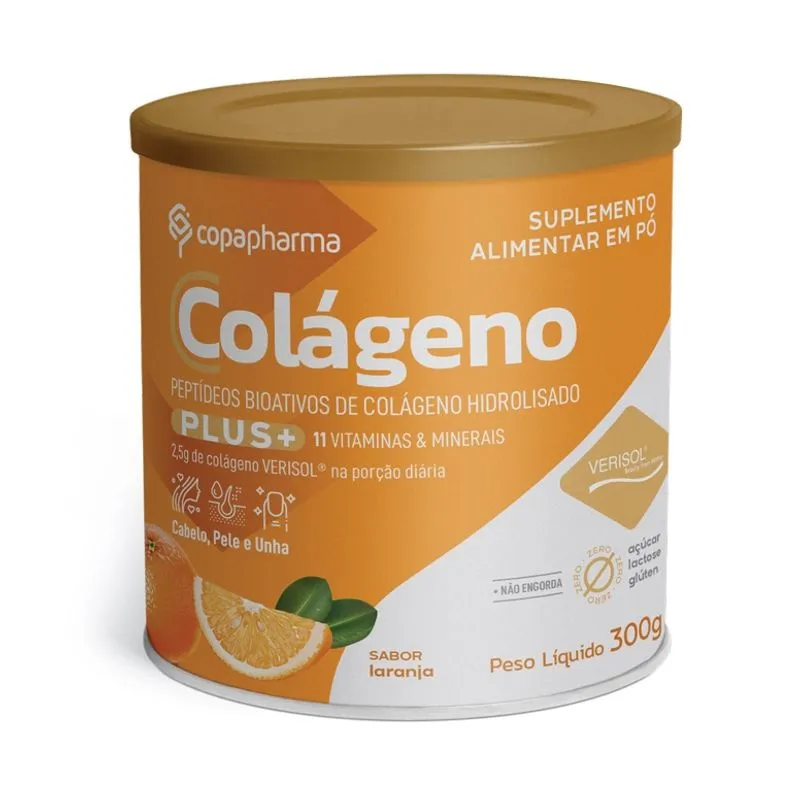 Colágeno Hidrolisado Verisol 300g Pó Lata Sabor Laranja