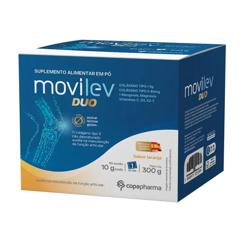 Movilev Duo Colágeno I e ii + Vitaminas Sache sabor Laranja