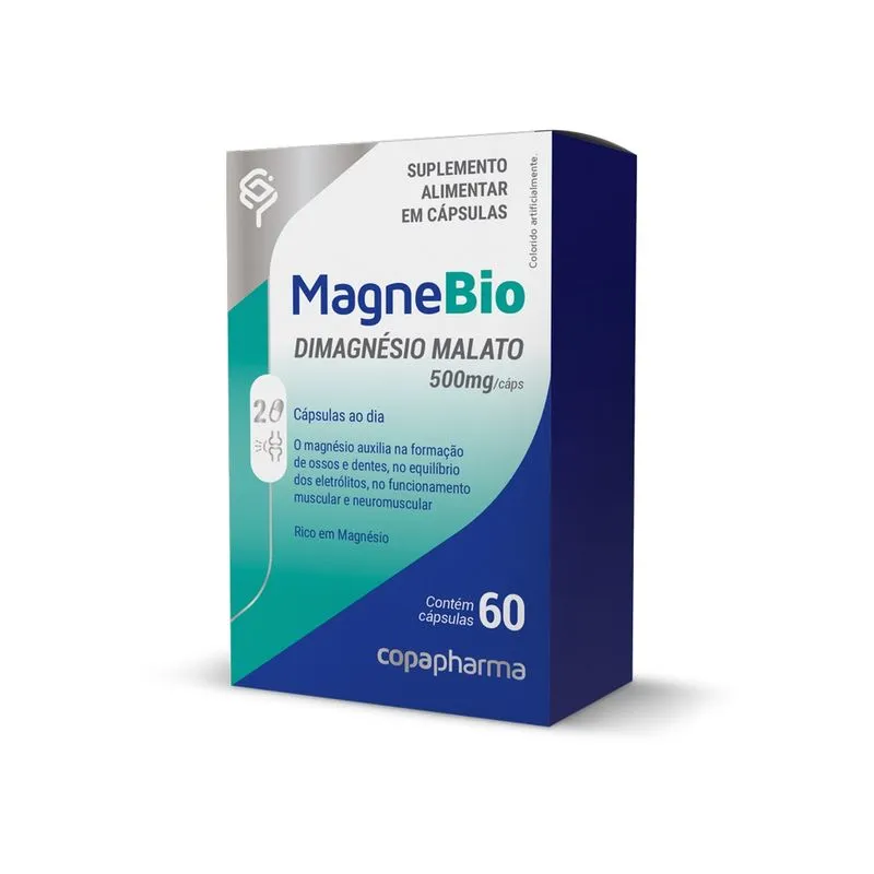 Magnebio Di-Malato de Magnésio 500mg Ossos e Dentes 60 Caps
