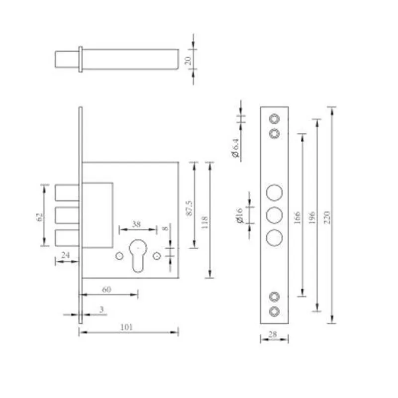Fechadura Trava Auxiliar De Segurança Titan Cilindro 62Mm