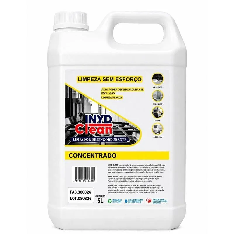 Limpador Desengordurante Inyd Alto Poder de Limpeza Galão 5L Inyd Clean