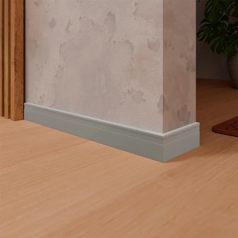 Rodapé De Pvc 7cmx15mmx2,40m Master 6 Un Zapinplast - Cinza Cinza