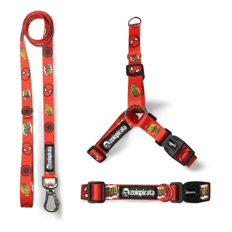 Kit Peitoral Antipuxão Para Cachorros + Coleira Guia Miranha