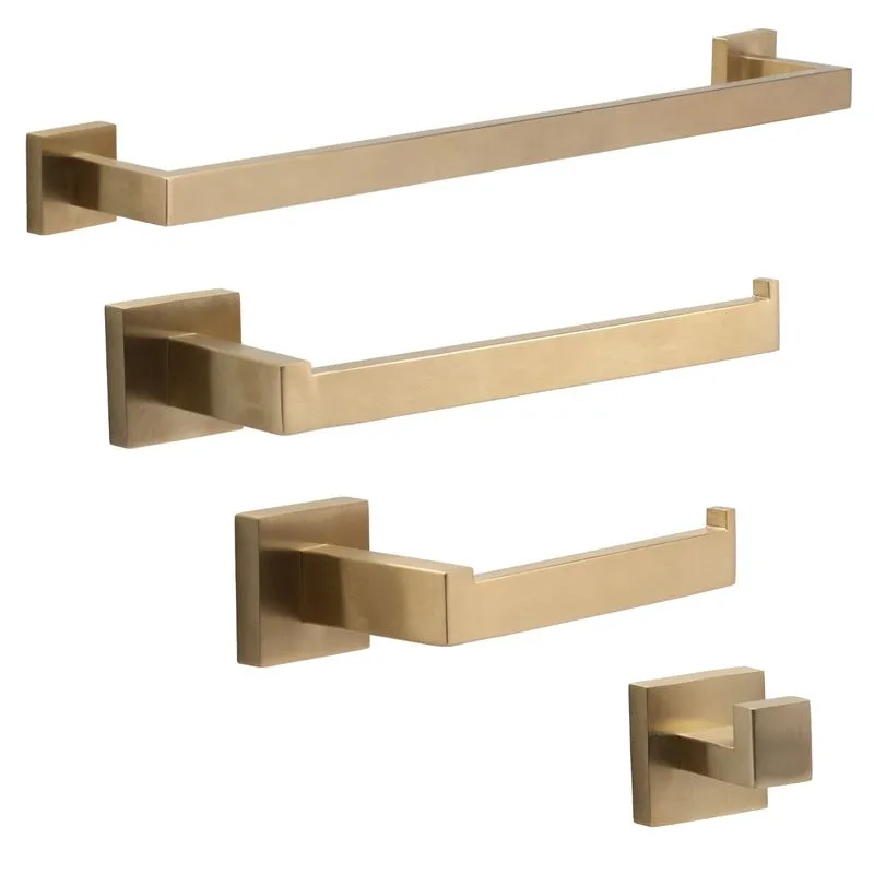 Acessórios Para Banheiro 4 Peças Inox Dourado