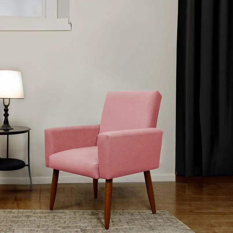 Poltrona Decorativa Para Sala E Quarto Nina Suede Herrero Cor:rosa