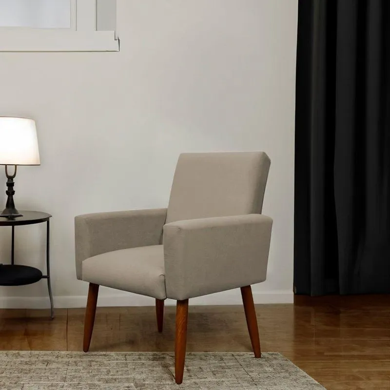 Poltrona Decorativa Para Sala E Quarto Nina Suede Herrero Cor:cappuccino