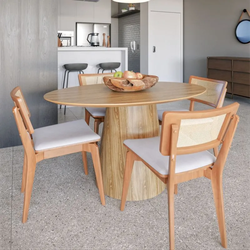 Mesa Cone Oval De Jantar 140x90 - Madeira Feijó 4 A 6 Lugares