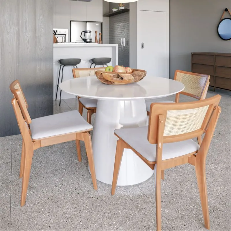 Mesa de Jantar Cone Redonda 120cm em Laca - Branco