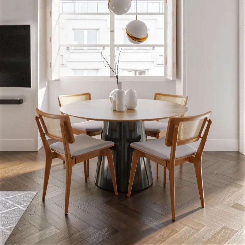 Mesa De Jantar Cone Redonda 140cm Em Laca - Preto