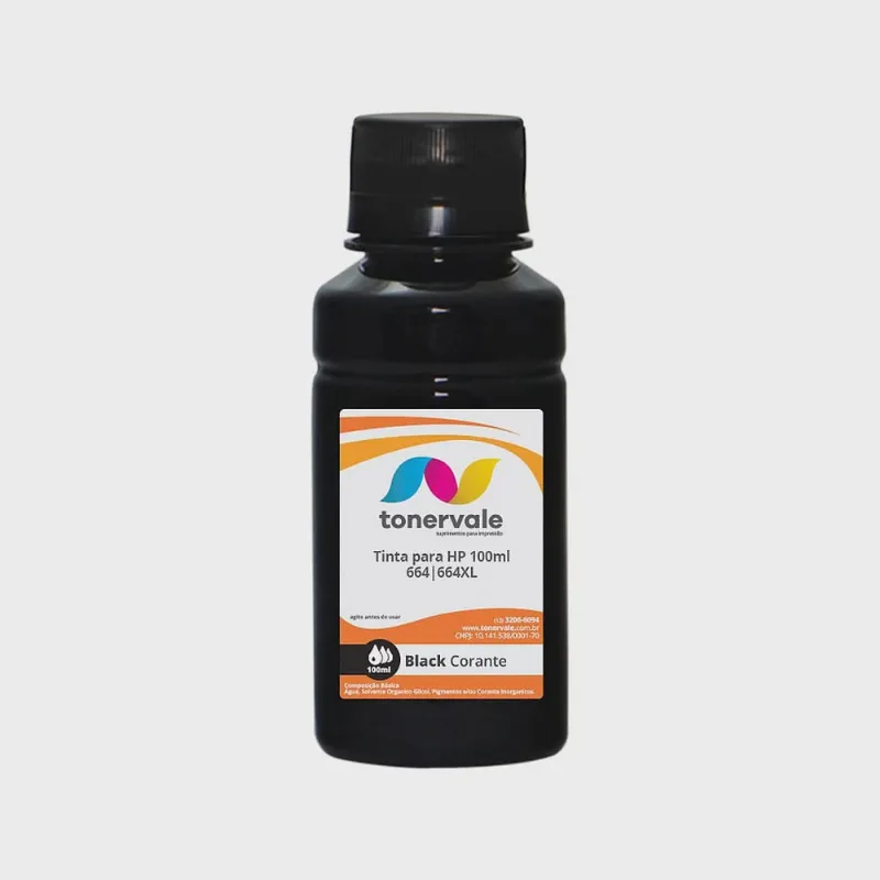 Tinta Tankfull Para hp 664 Black - Impressoras hp 3636 2136 1115 4536 4676 3776 3836 3536 Corante de 100ml