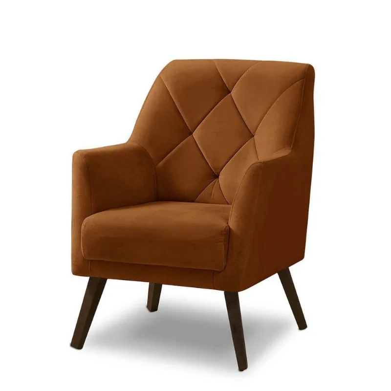 Poltrona Decorativa Retrô Recepção Magali Veludo Laranjado Lansofbr