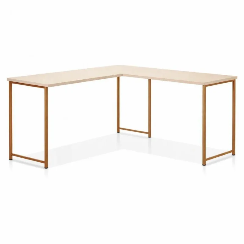 Mesa em l Orion Industrial sem Gavetas MDF-MDP 130CM Bronze KLM Store