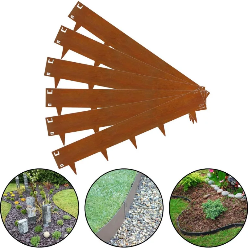 Limitador Metálico Flexível 20cm X 1mt X 1,5mm Ferrugem 6 Pç