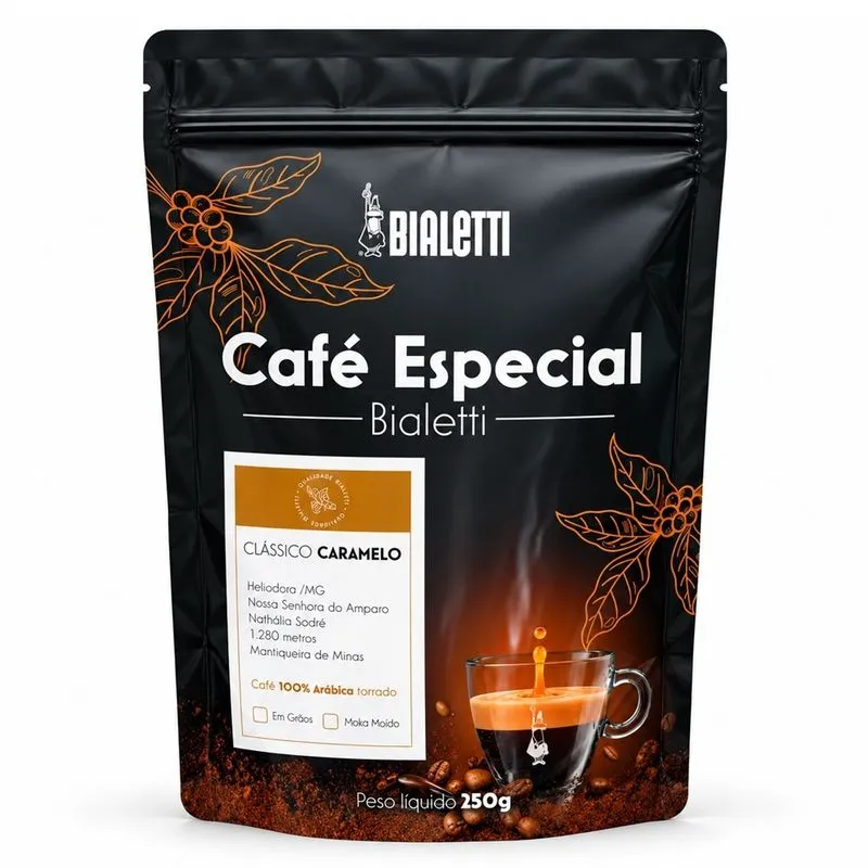 CAFÉ EM GRÃOS BIALETTI BOURBON ESPECIAL 250G 100% ARÁBICA CARAMELO 89030003