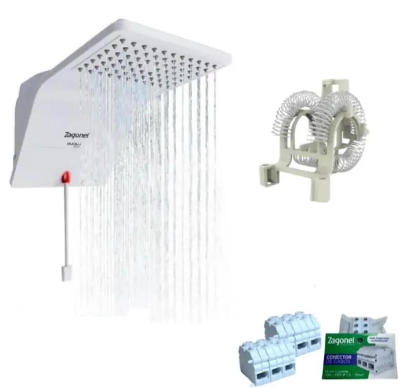 Chuveiro Ducha Ducali Eletrônica Branco 6800w 220v Zagonel + Resistência
