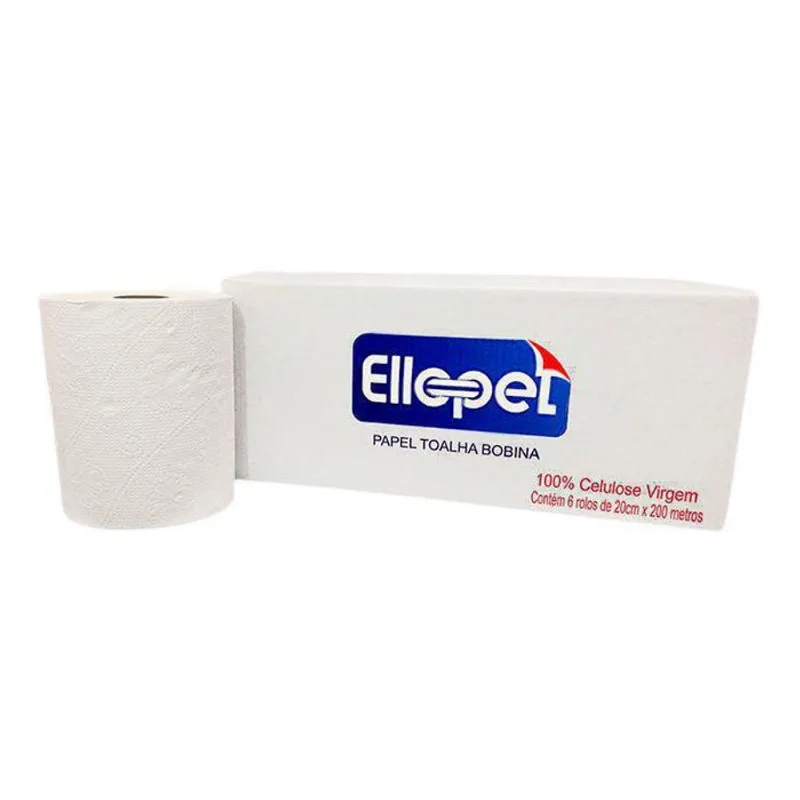 Papel Toalha 20x200 100% Celulose Virgem Com 12 Rolos 28g