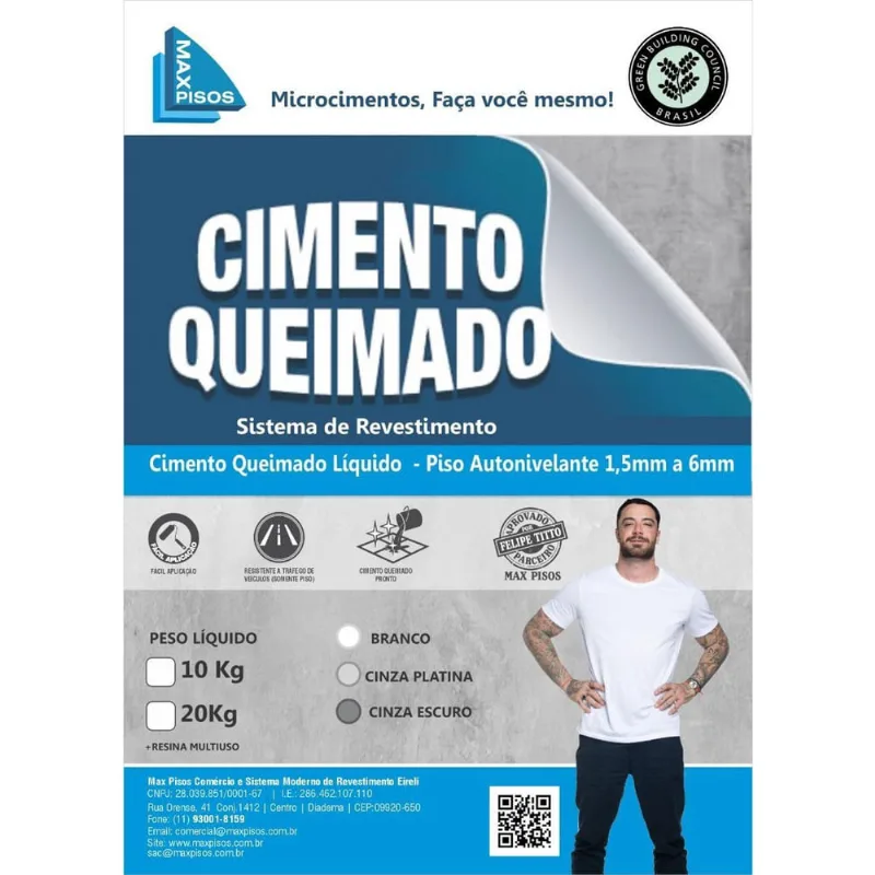 Cimento Queimado Liquido Piso Cinza Claro 5Kg