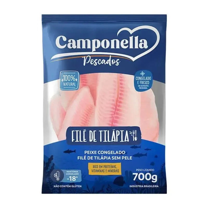 Filé de Tilápia Camponella sem Pele Congelado 700g