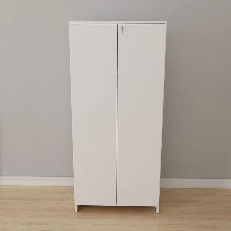 Armário Escritório 100% Mdf 2 Portas Alto Com Chave Branco
