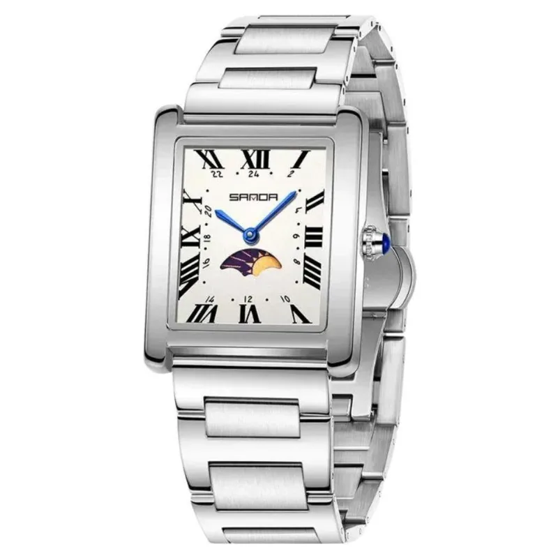 Relógio de Pulso Feminino Retro Quartz à Prova D'água Cinza Sanda